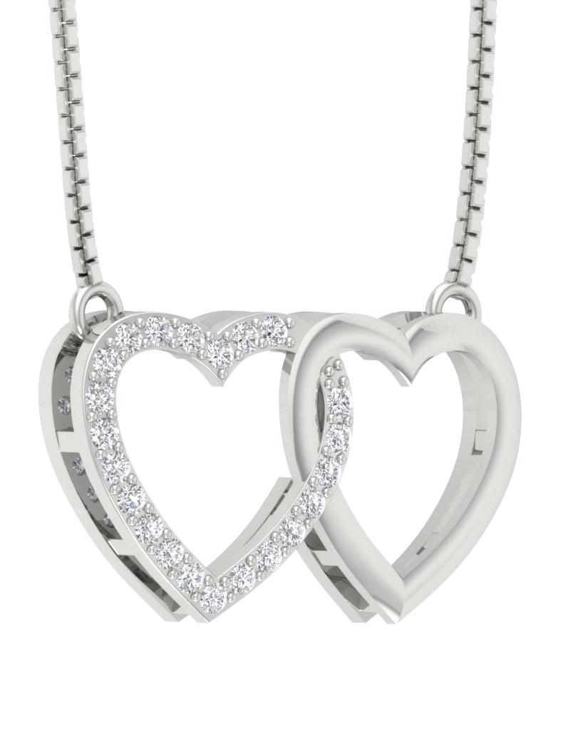 Double Heart Pendant 14k/18K Gold Natural Diamond VVS1/VS1/SI1/I1 0.35 Carat