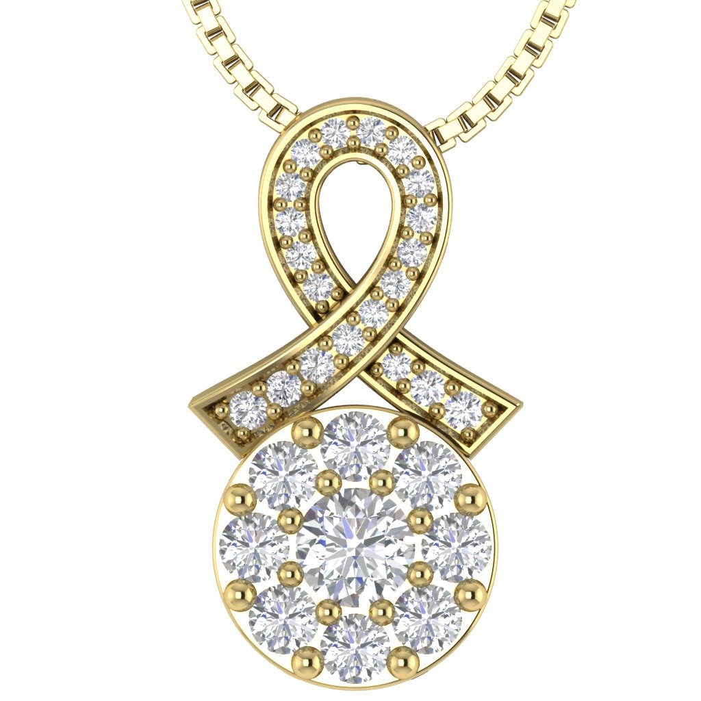 SI1/I1 G 0.85 Carat Genuine Diamond 14k/18k Solid Gold Designer Fashion Pendant