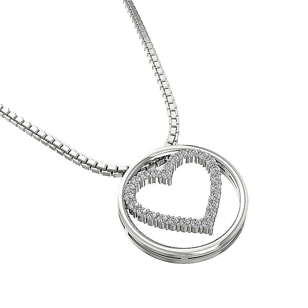 14k/18k Rose Gold Circle of Love Engagement Pendant Natural Diamond SI1/I1 G 0.30 Ct Prong Set
