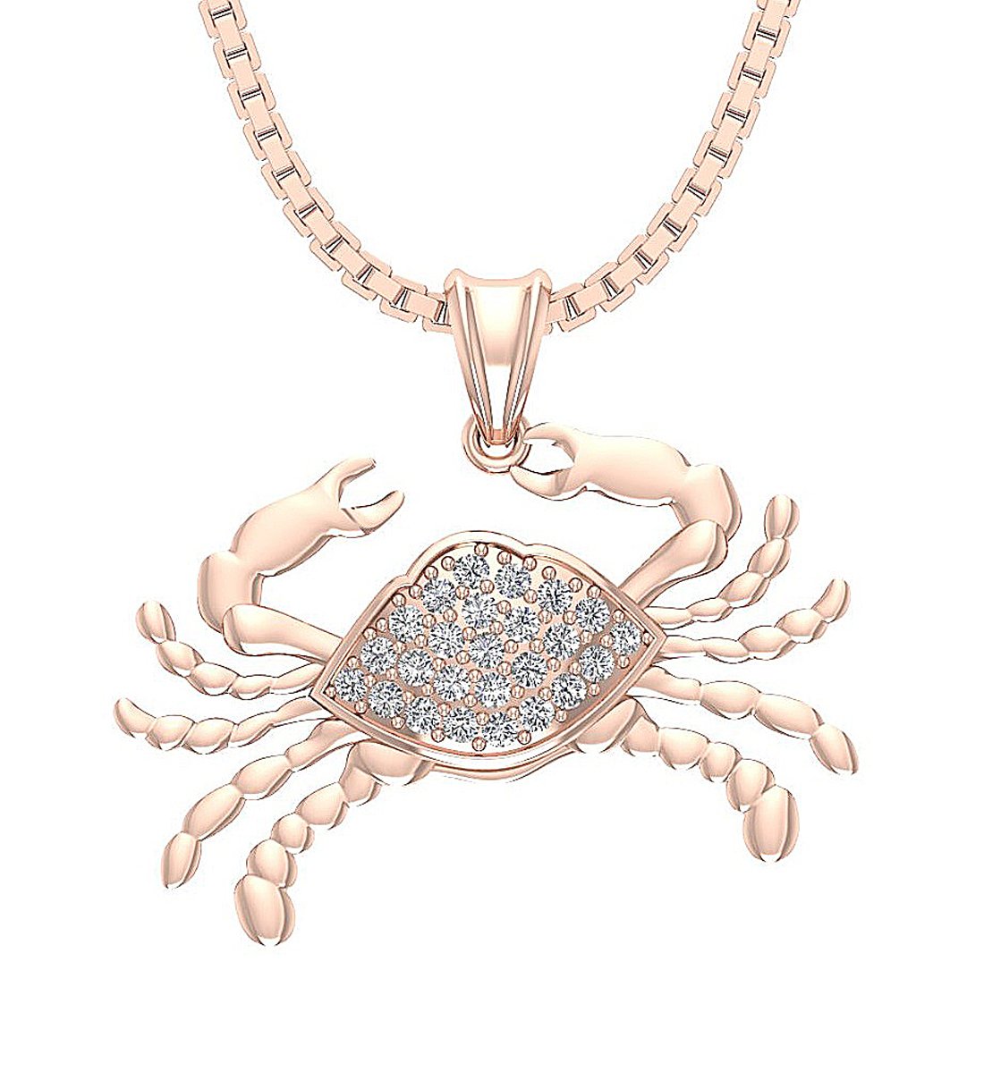 Cancer Zodiac Sign Pendant Necklace I1/SI1 G 0.30 Carat Genuine Diamond 14k/18k Solid Gold