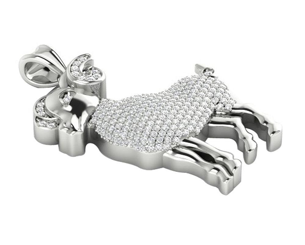 I1/SI1 G 0.85 Carat Round Diamond Aries Zodiac Sign Pendant Necklace 14K/18K Gold