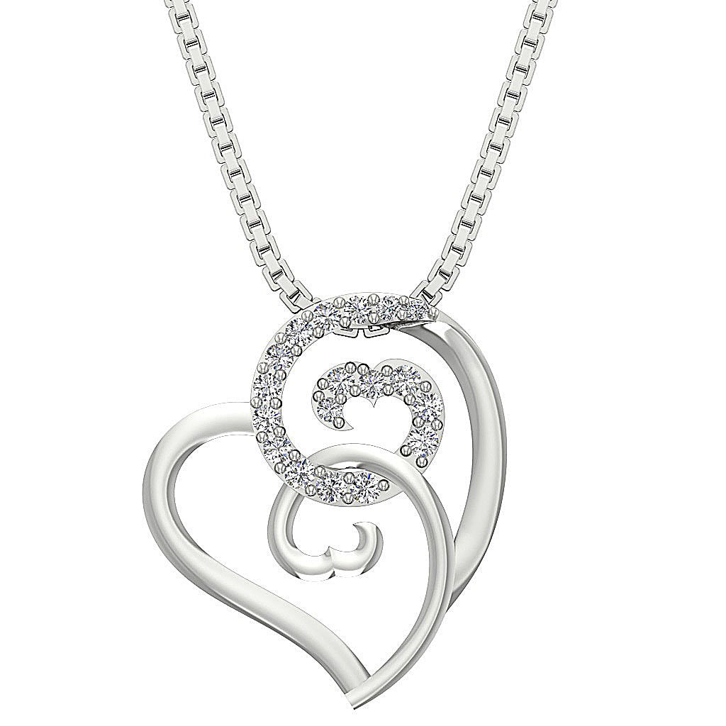 14k/18k Solid Gold Round Diamond SI1/I1 G 0.15 Carat Designer Heart Pendant