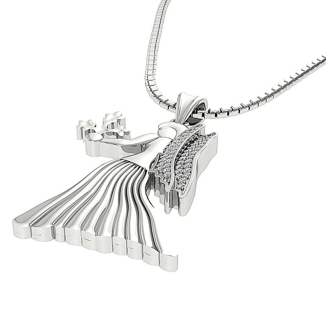 Natural Diamond Virgo Zodiac Sign Engagement Pendant I1/SI1 G 0.25 Ct 14K/18K White Gold Prong Set