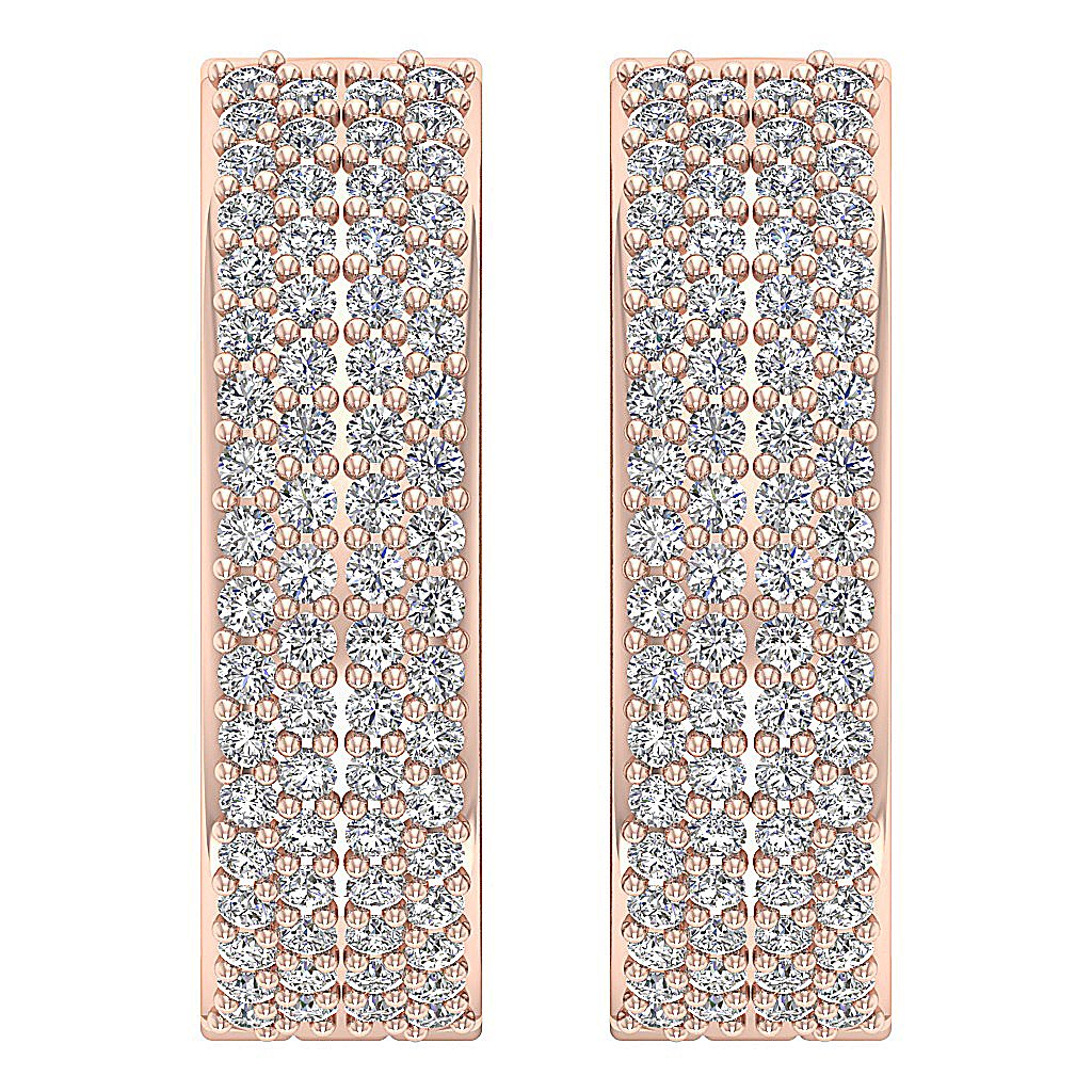 Inside Outside Hoop Anniversary Earrings Round Diamond VVS1/VS1/SI1/I1 1.25 Ct 18k/14k Solid Gold Pave Set