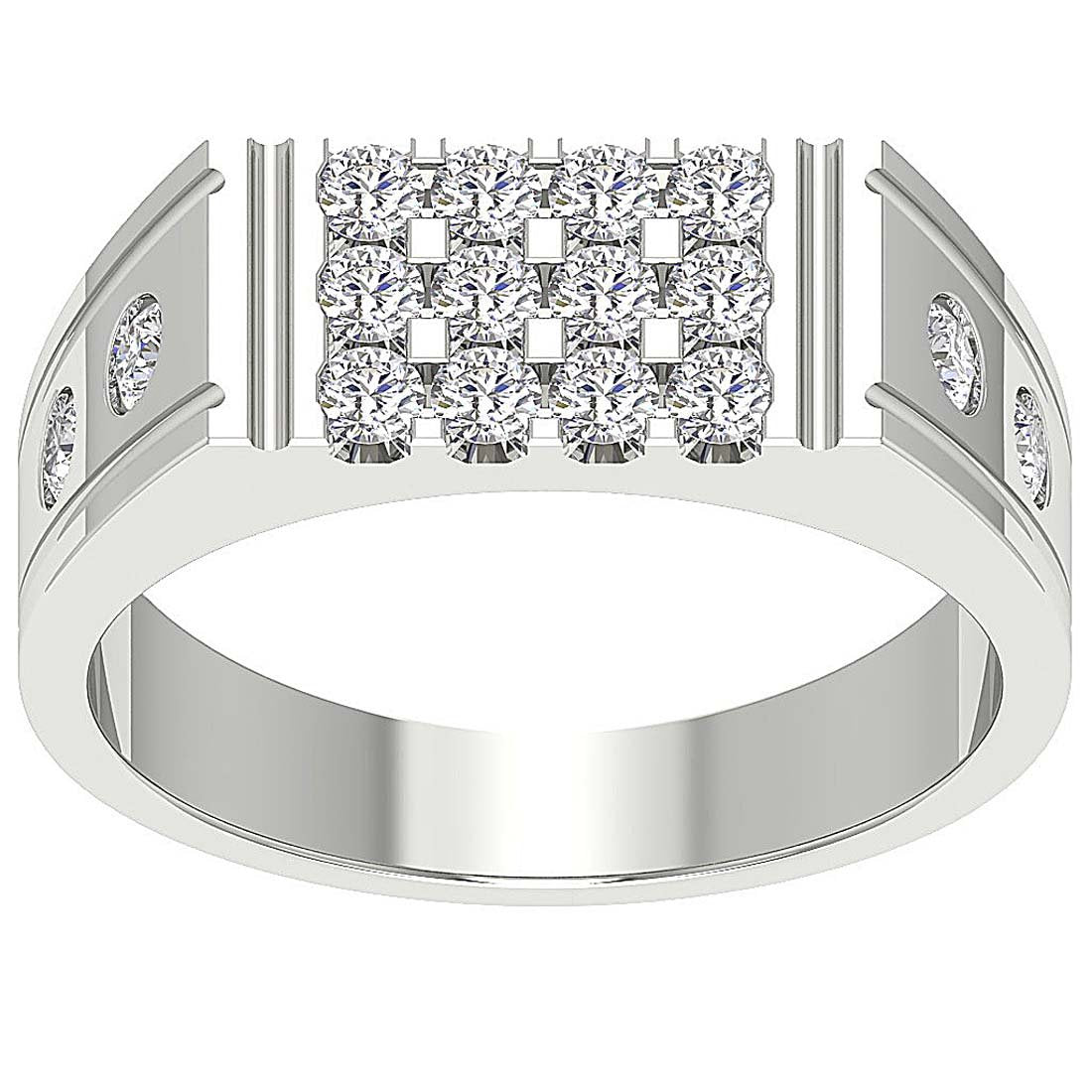 SI1/I1 G 0.90 Ct Genuine Diamond 14k Solid Gold Designer Mens Wedding Ring