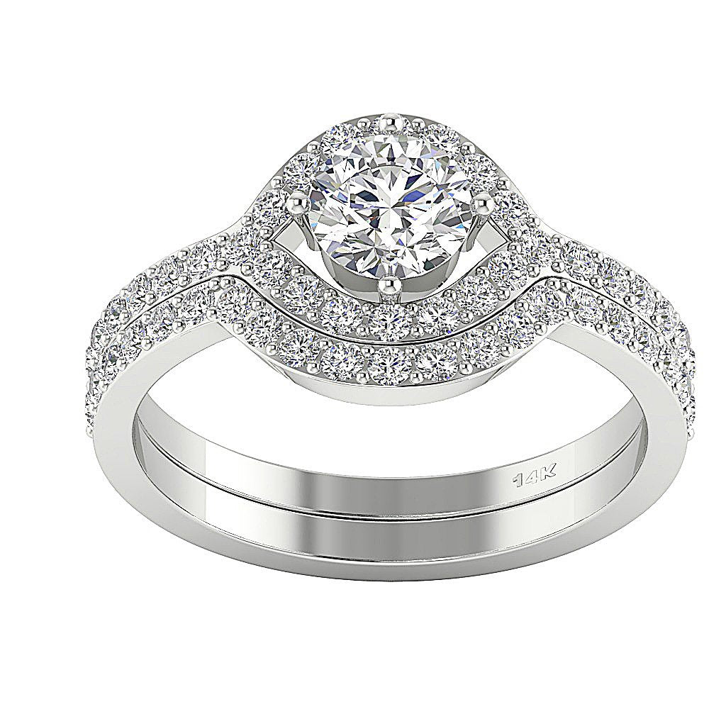 Wedding And Engagement Ring Set I1 G 2.00 Carat 14K White Gold Genuine Diamond