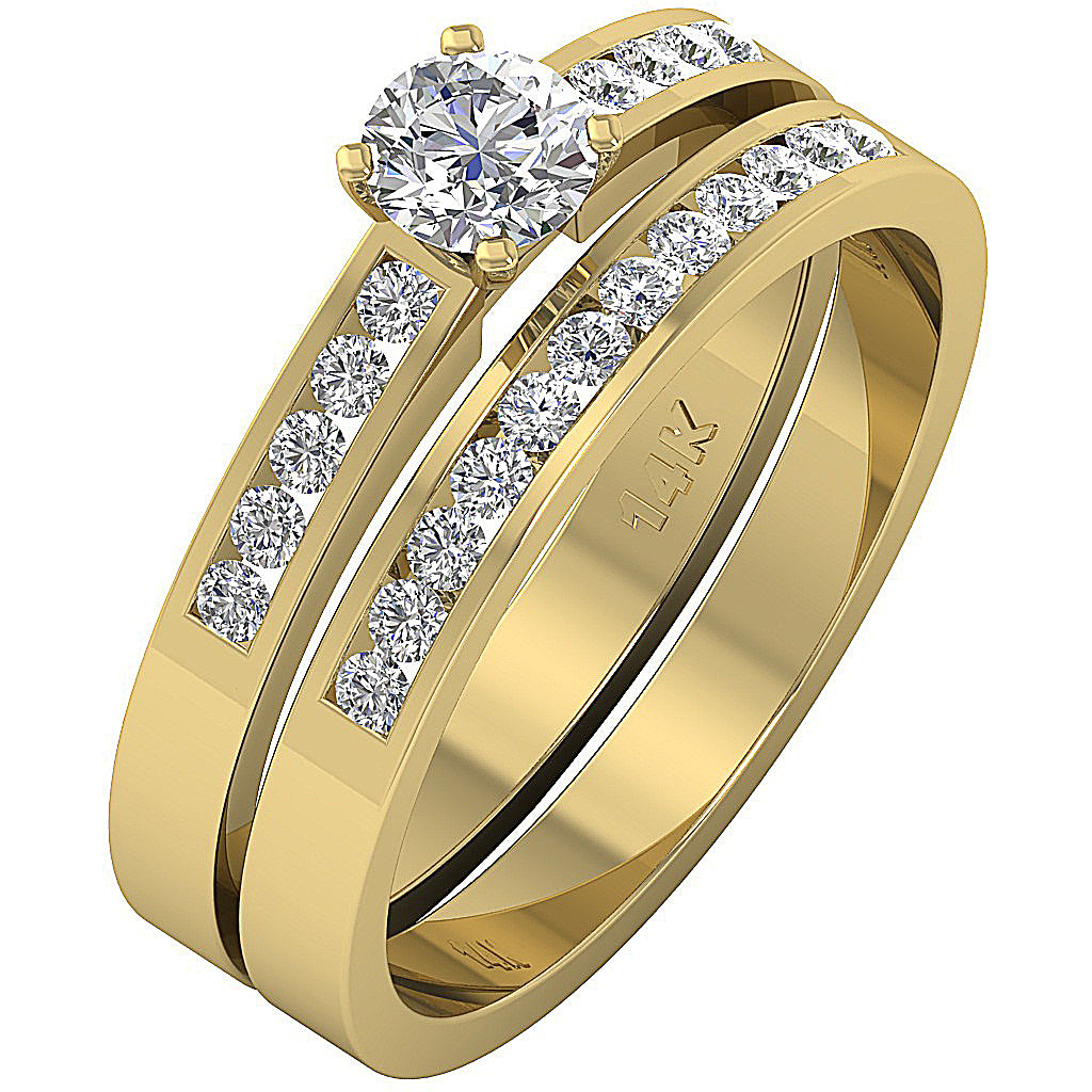 VintageStyleBridalEngagementRingSet14kYellowGold