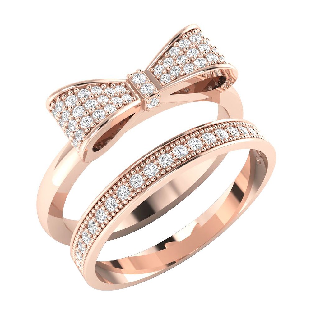 Natural Diamond Bow Bridal Engagement Ring 14k Solid Gold SI1 G 0.45 Ct Prong Set
