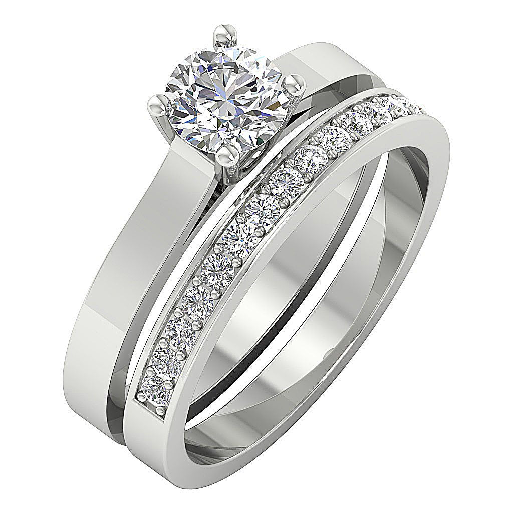 Solitaire Engagement Band Wedding Ring Sets I1 G 1.15 Ct Natural Diamond 14K Solid Yellow Gold