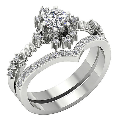 14K Solid Gold Halo Bridal Engagement Ring Prong Set I1 G 1.00 Carat Diamond 13.40 MM