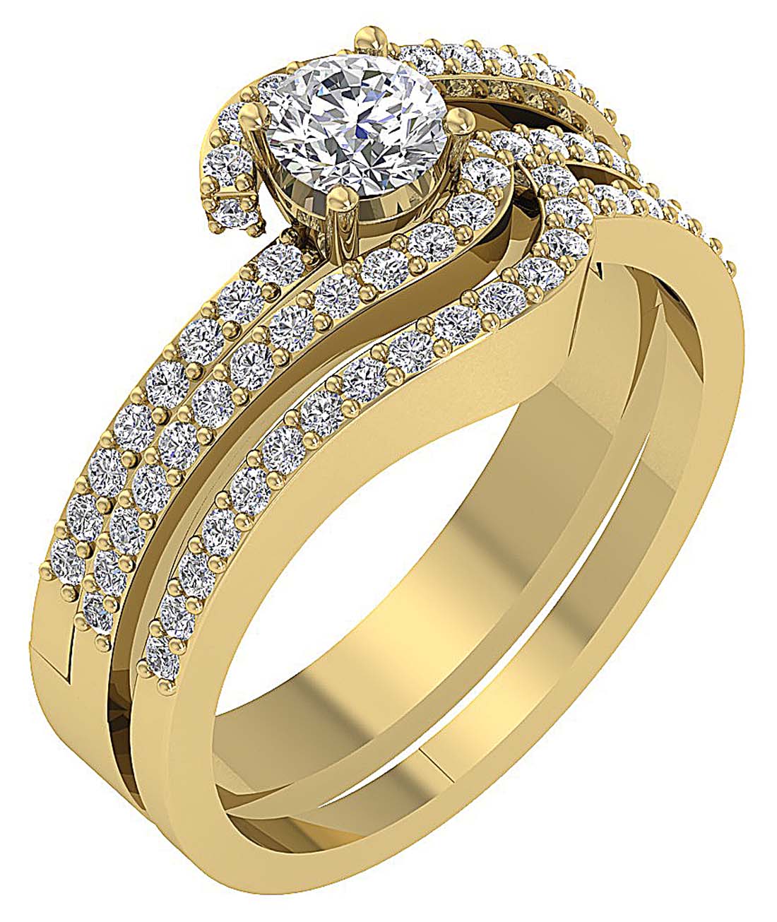 Prong Set 14K Solid Gold Bridal Engagement Ring SI1 G 1.15 Ct Natural Diamond 9.60 MM