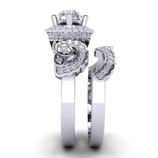 Designer Bridal Halo Wedding Ring Set I1 G 1.80Ct Genuine Diamond 14k White Yellow Rose Gold