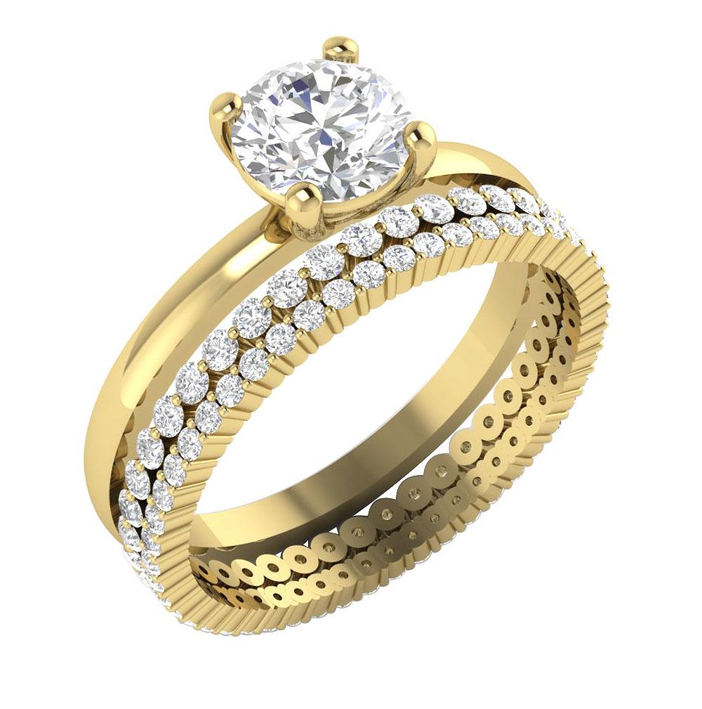 Round Diamond Bridal Anniversary Ring Prong Set I1 G 2.25 Carat 14K Solid Gold 7.90 MM