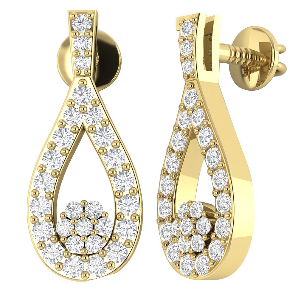 Round Diamond Chandelier Anniversary Earrings VVS1/VS1/SI1/I1 0.50 Ct 18k/14k White Gold Prong Set