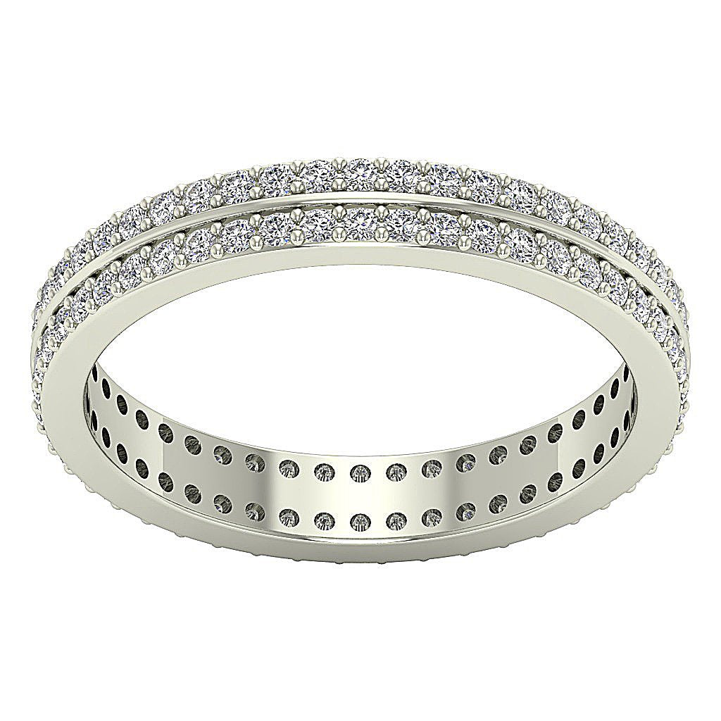 SI1 G 0.90 Ct 14k Yellow Gold Genuine Diamond Eternity Wedding Ring Prong Set 3.30 MM