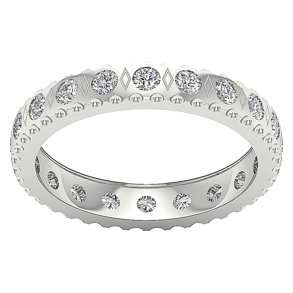SI1 G 1.10 Ct Genuine Diamond 14k Solid Gold Designer Engagement Eternity Ring