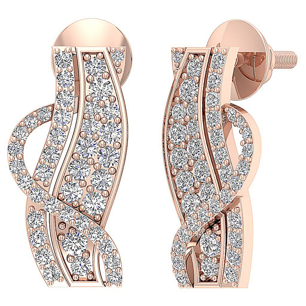 Designer Huggie Anniversary Earrings Round Diamond SI1/I1 G 0.75 Ct 18k/14k Solid Gold Prong Set