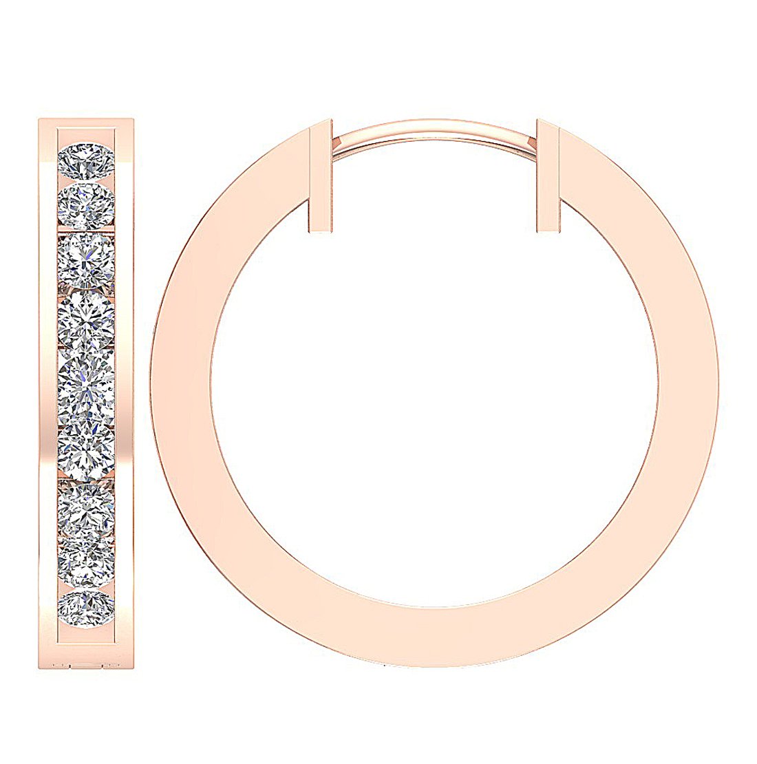 Round Diamond Inside Outside Hoop Anniversary Earrings I1 G 3.00 Ct 18k/14k White Gold Prong Set