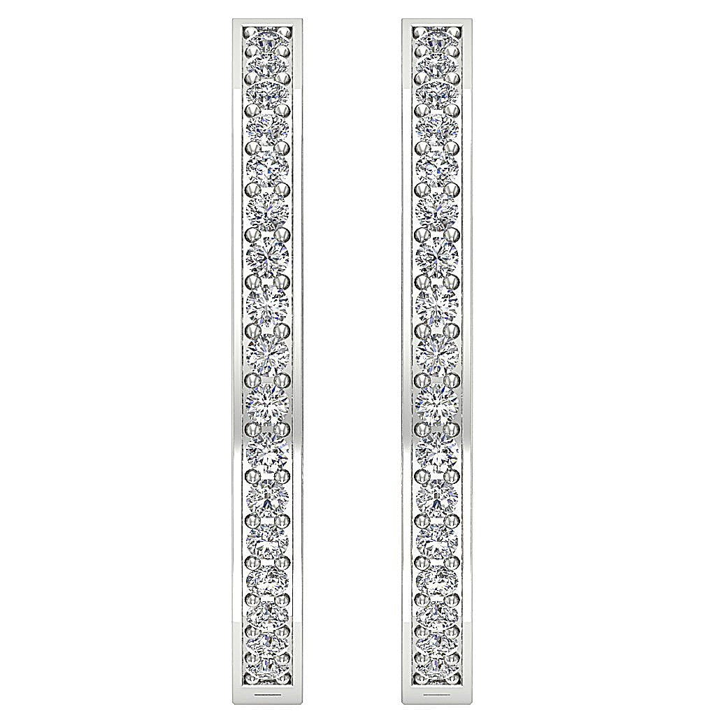 VVS1/VS1/SI1/I1 G 1.50 Ct Inside Outside Hoop Wedding Earrings Genuine Diamond 18k/14k Yellow Gold Prong Set