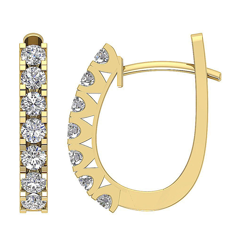Natural Diamond Large Hoop Engagement Earrings SI1/I1 G 1.00 Ct 18k/14k Rose Gold Prong Set