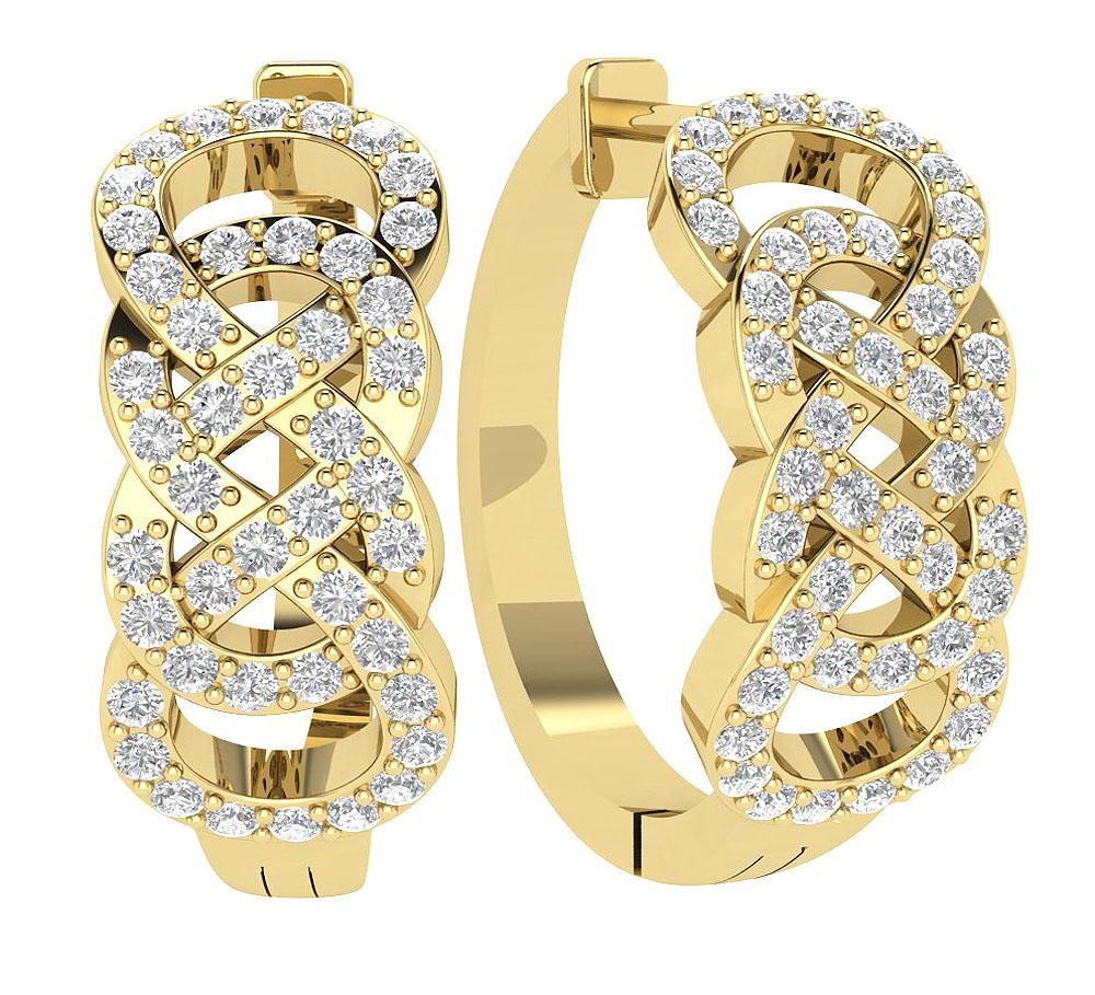 SI1/I1 G 1.00 Ct Large Hoop Wedding Earrings Genuine Diamond 18k/14k Yellow Gold Prong Set