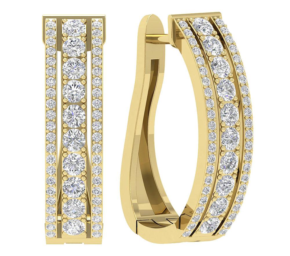 Large Hoops Engagement Earrings Natural Diamond VS1/SI1/I1 2.20Ct 18k/14k Solid Gold Prong Set