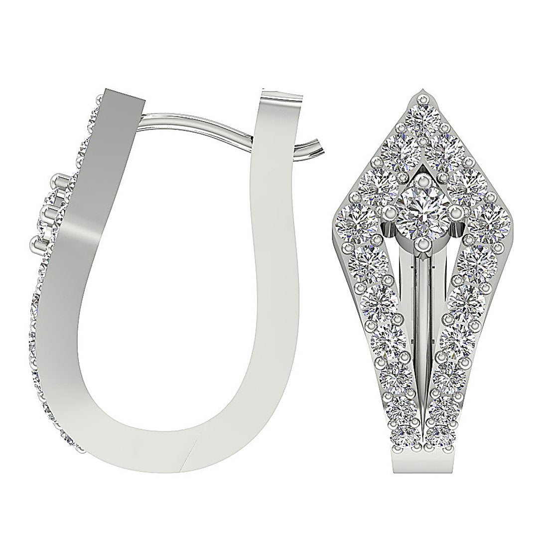 Medium Hoop Wedding Earrings Genuine Diamond VVS1/VS1/SI1/I1 0.90 Ct 18k/14k Solid Gold Prong Set