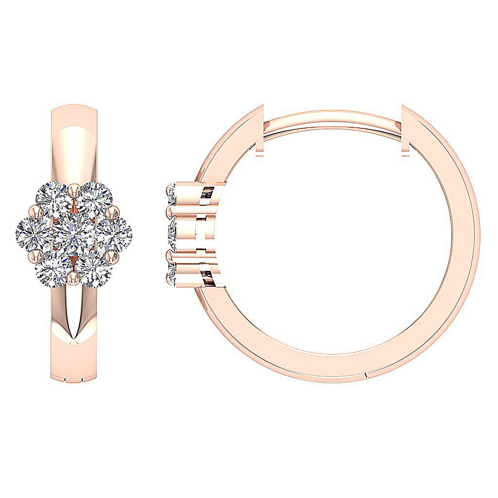 Medium Hoop Anniversary Earrings Round Diamond VVS1/VS1/SI1/I1 0.50 Ct 18k/14k Solid Gold Prong Set
