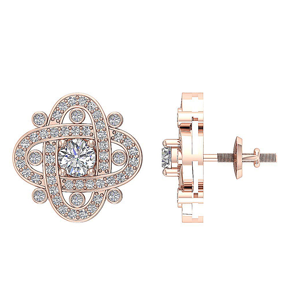 Natural Diamond Fashion Engagement Earrings SI1/I1 G 1.50 Ct 18k/14k White Gold Prong Bezel Set