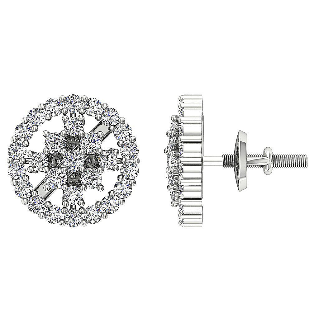 Natural Diamond Fashion Engagement Earrings SI1/I1 G 1.10 Ct 18k/14k White Gold Prong Set