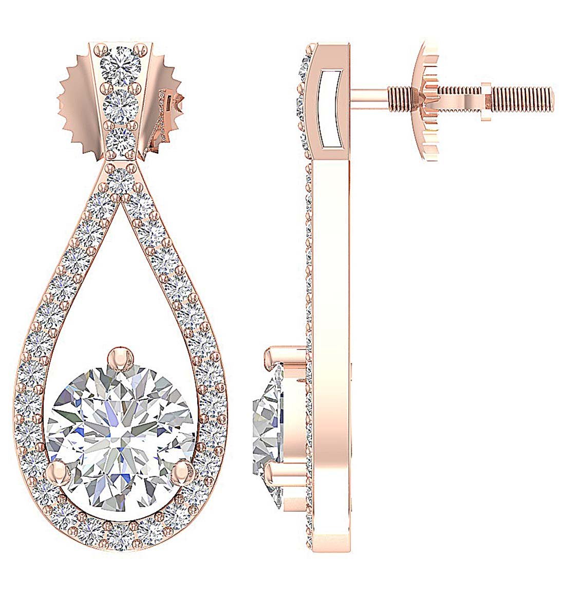 Dangle Engagement Earring Natural Diamond SI1/I1 G 1.65 Ct 18k/14k Solid Gold Prong Set