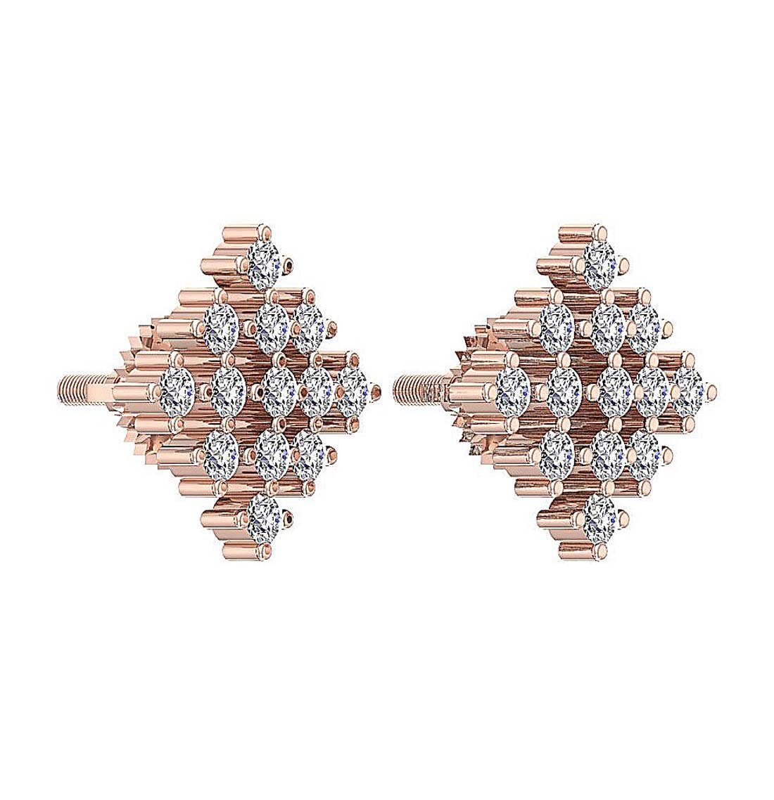 18k/14k Rose Gold Solitaire Studs Anniversary Earring Round Diamond SI1/I1 G 0.50 Ct Prong Set