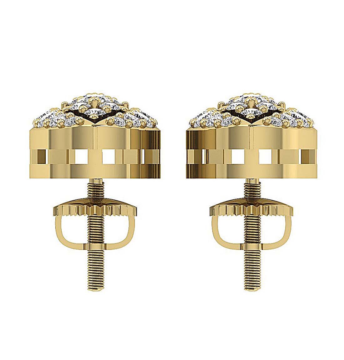 SI1/I1 G 1.00 Ct Fashion Wedding Earrings Genuine Diamond 18k/14k Yellow Gold Prong Set