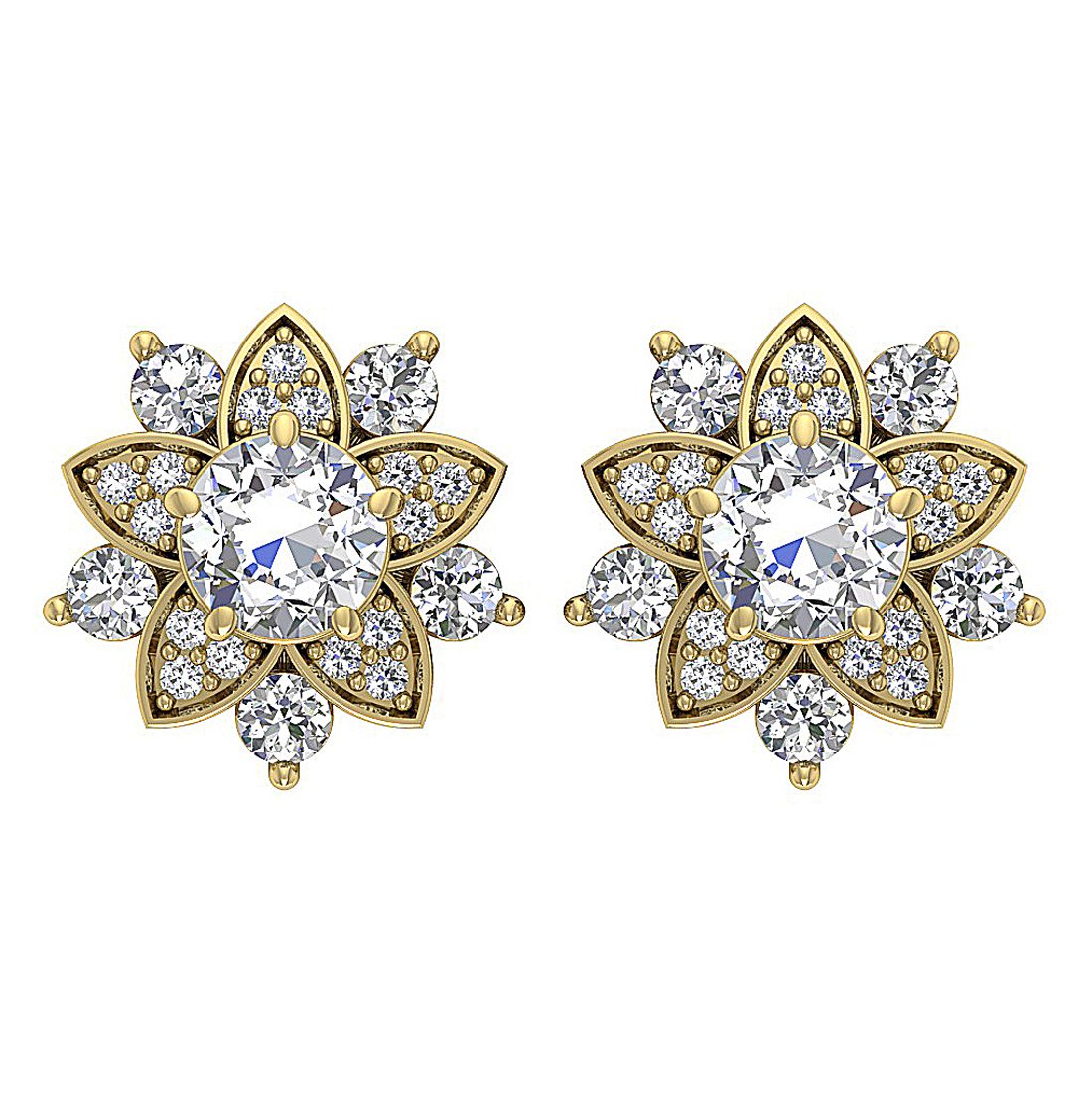 14k Gold Round Diamonds VS1/SI1/I1 G 2.30 Ct Removable Jacket Studs Earrings 12.15 MM
