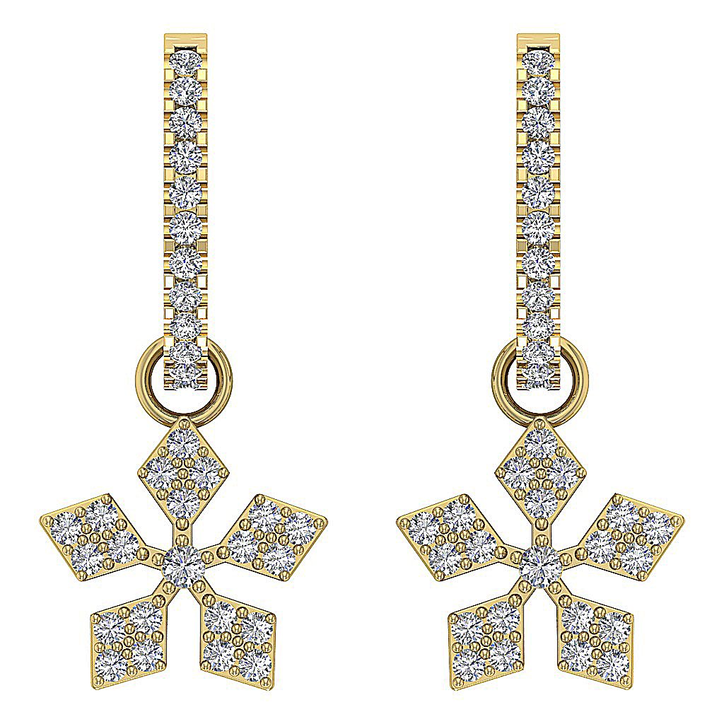 VVS1/VS1/SI1/I1 0.80 Ct Dangle Anniversary Earrings Round Diamond 18k/14k Yellow Gold Prong Set