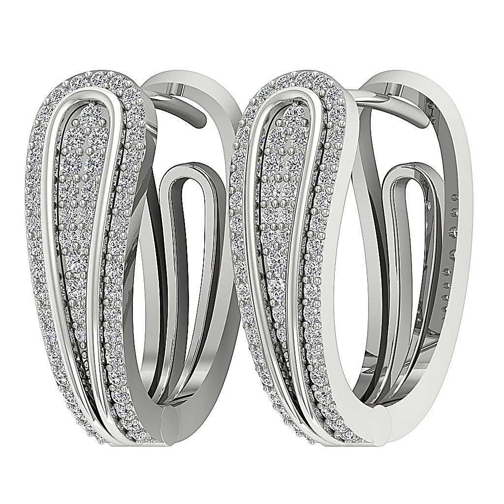 Large Hoop Wedding Earrings Genuine Diamond SI1/I1 G 1.10 Ct 18k/14k Yellow Gold Prong Set