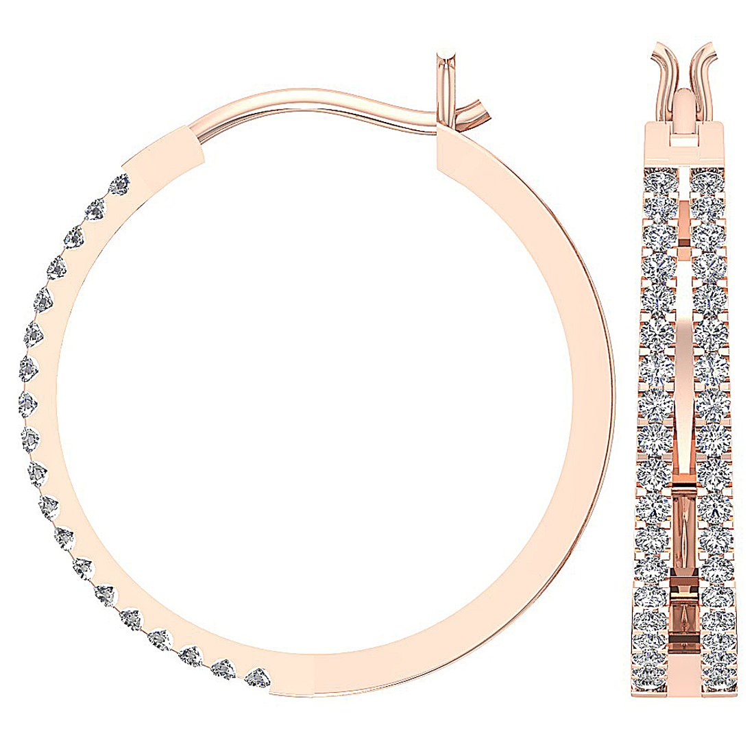 Prong Set Large Hoop Anniversary Earrings Round Diamond VVS1/VS1/SI1/I1 1.10 Ct 18k/14k White Gold