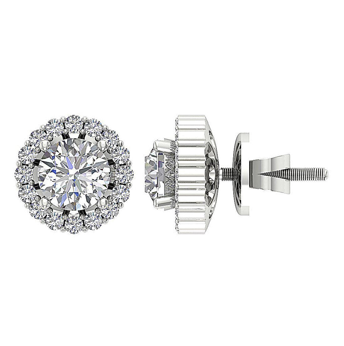 I1 G 2.11 Ct Natural Diamonds 14k Solid Gold Removable Jacket Studs Earrings Set