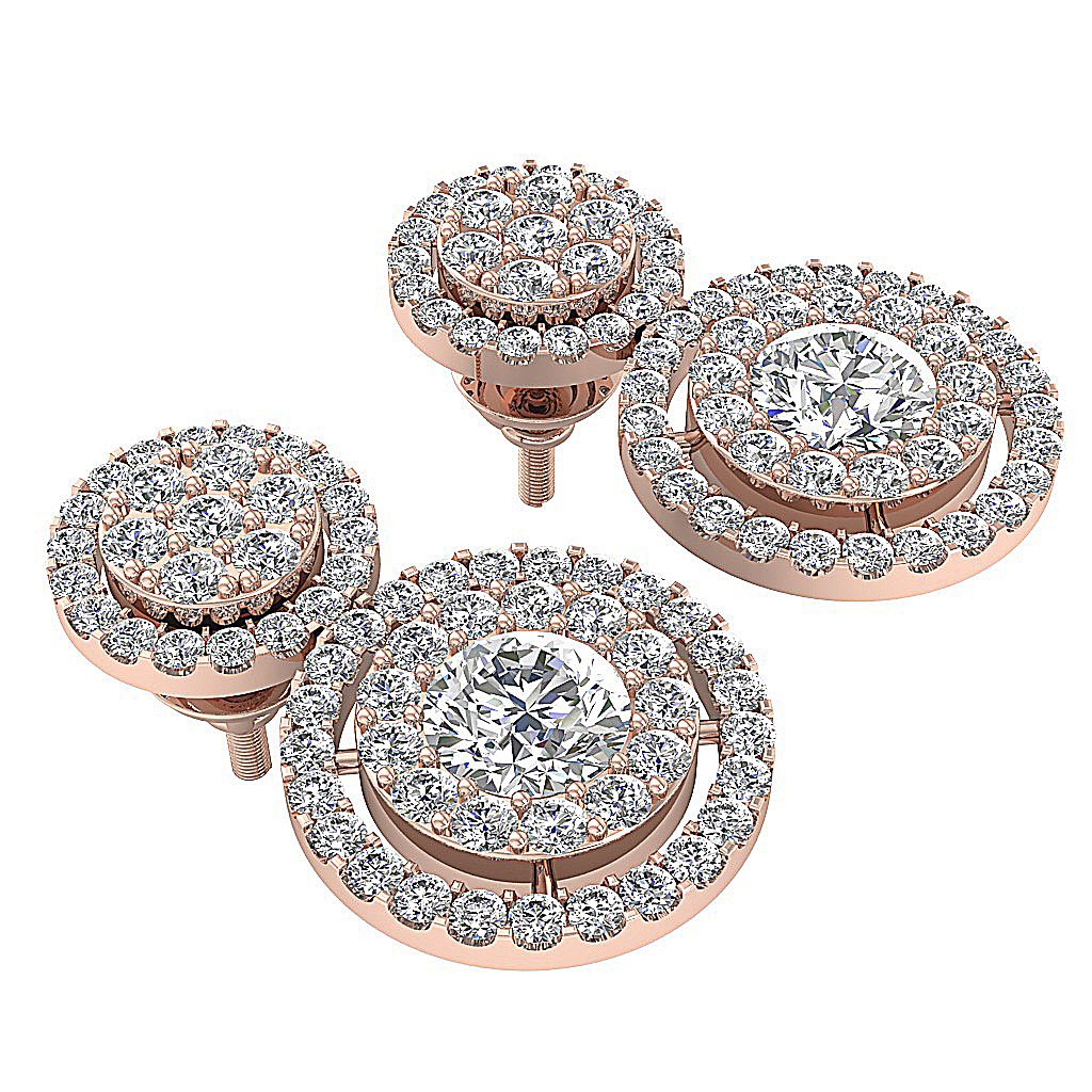 Prong Set Dangle Engagement Earrings Natural Diamond SI1/I1 G 2.55 Ct 18k/14k White Yellow Rose Gold