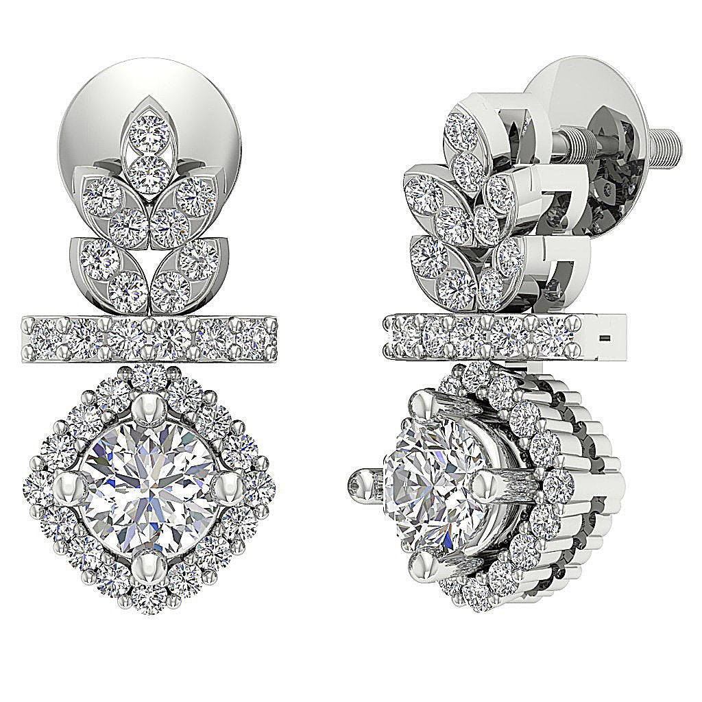 18k/14k Rose Gold Chandelier Anniversary Earring Round Diamond SI1/I1 G 0.85 Ct Prong Set