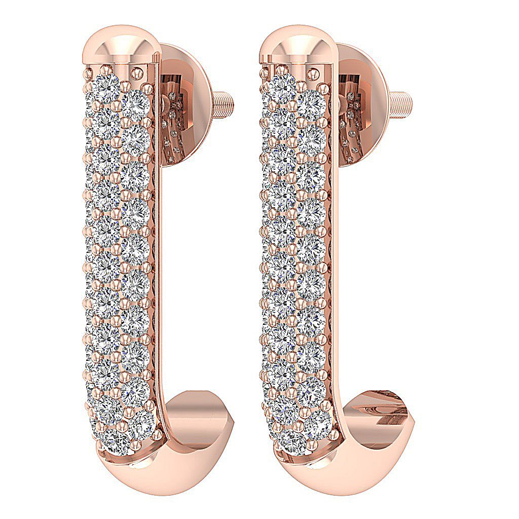 SI1/I1 G 0.70 Ct Fashion Wedding Earrings Genuine Diamond 18k/14k Yellow Gold Prong Set