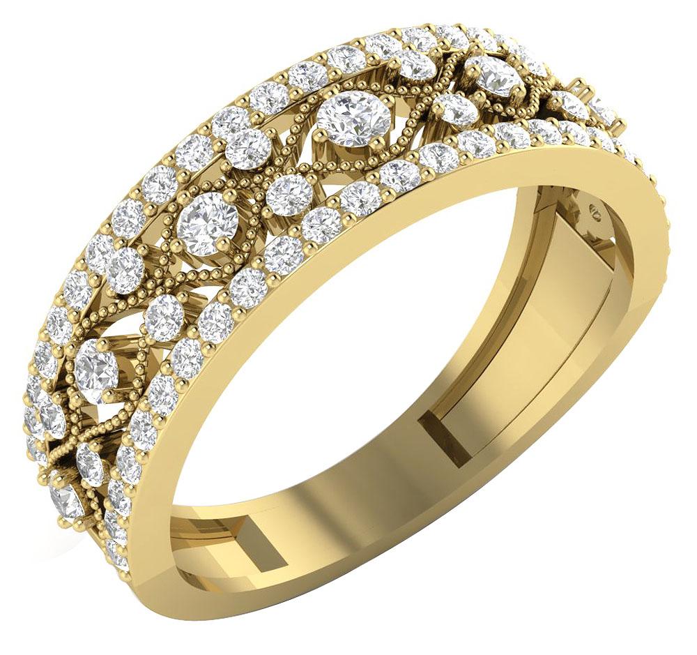 Natural Diamond Designer Engagement Ring SI1 G 0.75 Ct 14k Solid Gold Prong Set 6.35 MM