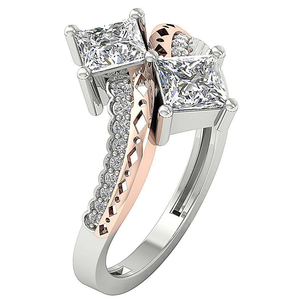 Natural Diamond Forever Us Two Stone Solitaire Engagement Ring I1 G 1.20 Ct Prong Set