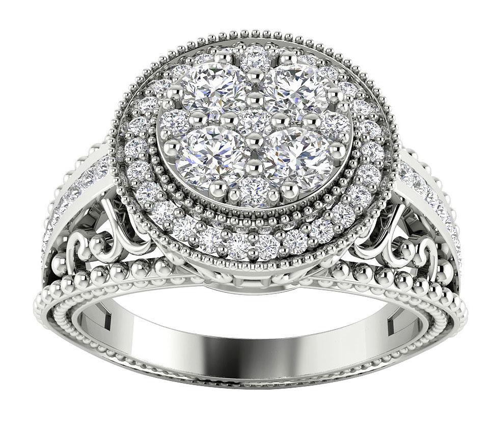 Designer Anniversary Ring Round Cut Natural Diamond 14K Gold I1 G 1.00 Carat