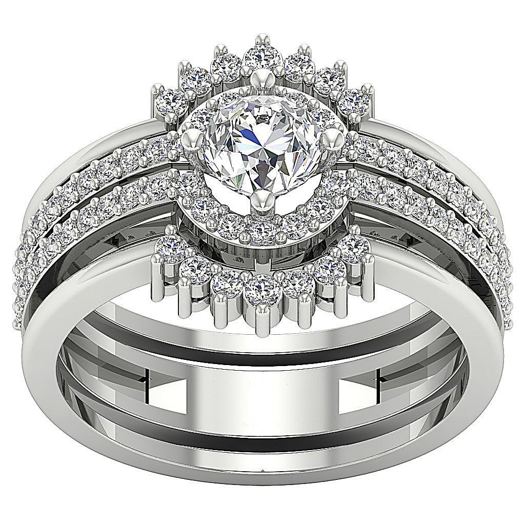 Designer Halo Engagement Solitaire Stackable Women Ring SI1 G 1.30 Ct Natural Diamond
