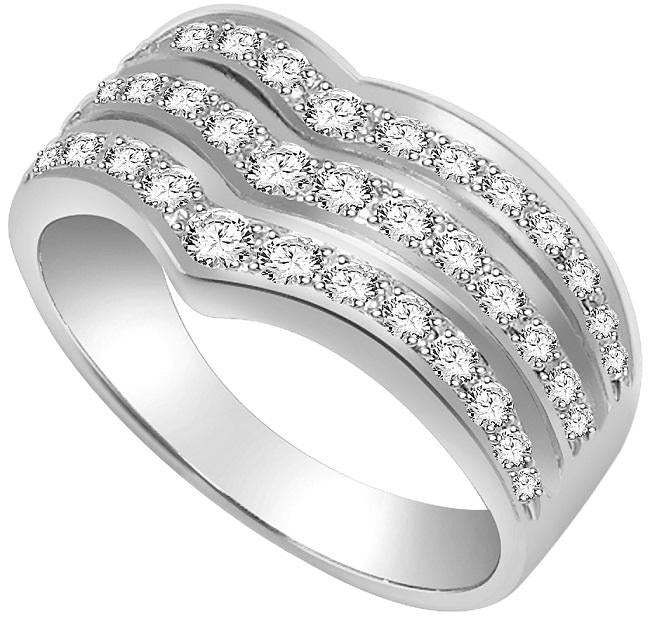 14k Rose Gold Designer Right Hand Anniversary Ring VS1 E 1.01 Ct Round Diamond Prong Set