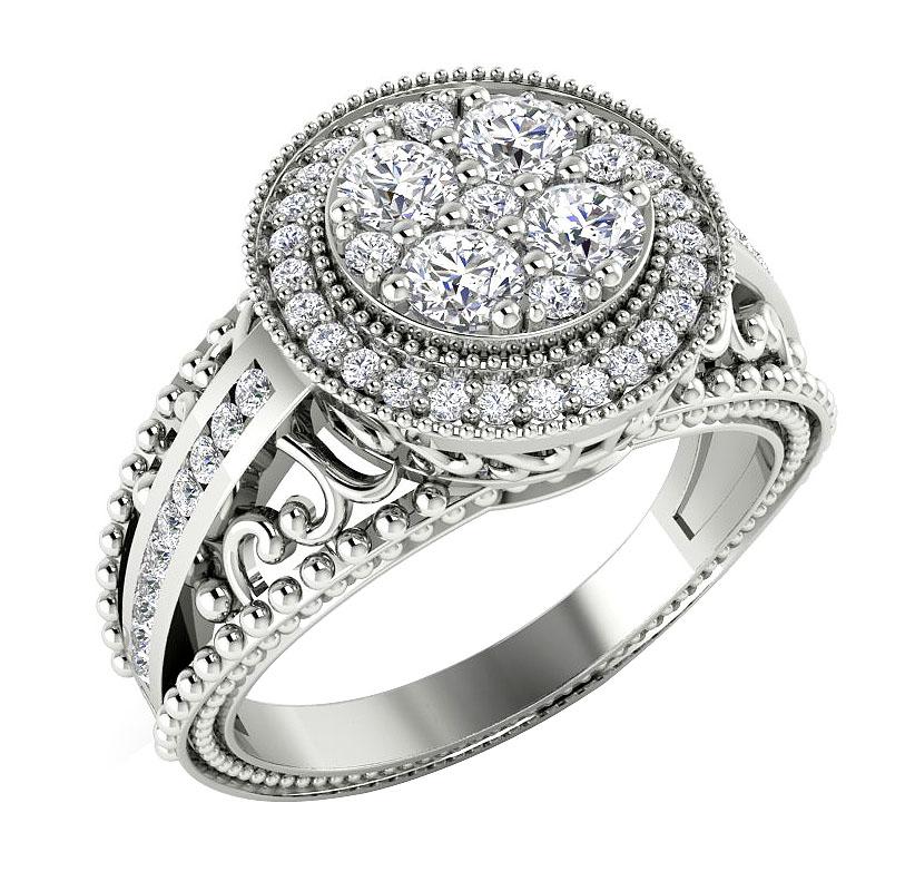 Designer Anniversary Ring Round Cut Natural Diamond 14K Gold I1 G 1.00 Carat