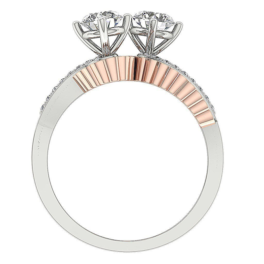 14k Yellow Gold Forever Us Two Stone Engagement Ring Natural Diamond SI1 G 1.50 Ct Prong Set