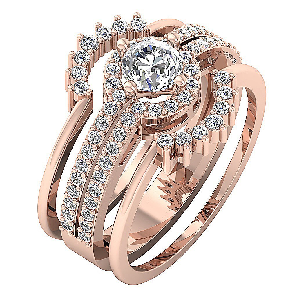 Designer Halo Engagement Solitaire Stackable Women Ring SI1 G 1.30 Ct Natural Diamond