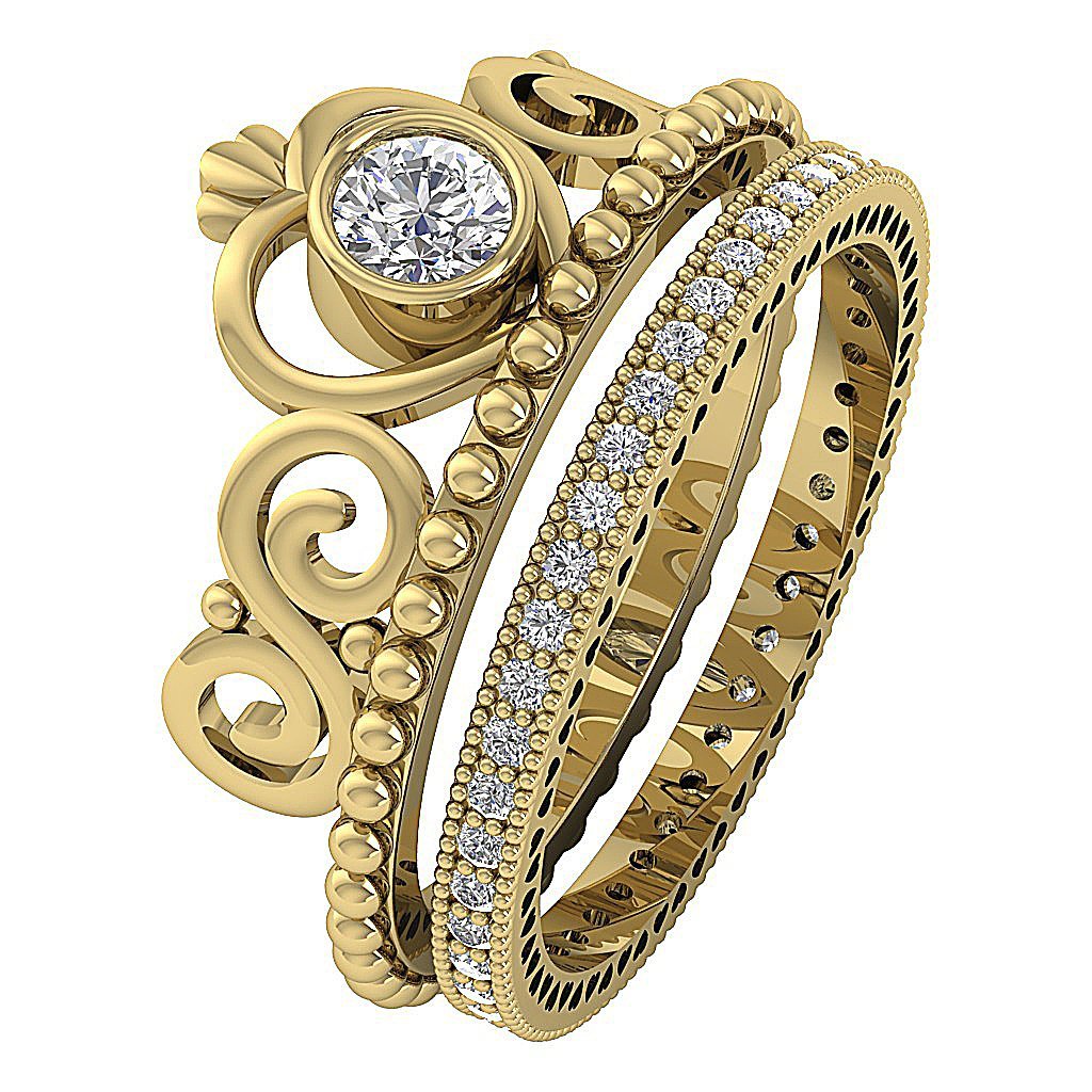 Designer Solitaire Bridal Ring Set Prong & Bezel Set I1 G 0.80 Ct Round Cut Diamond